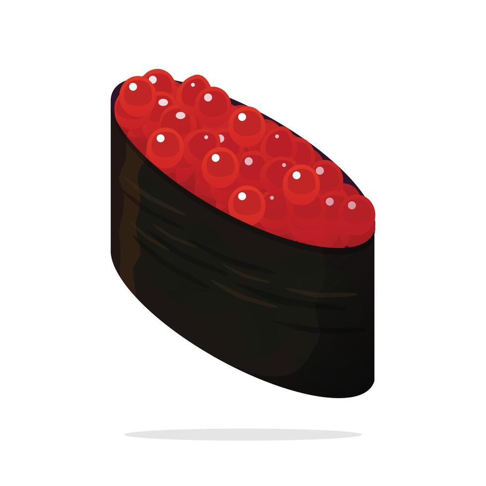 Sushi sashimi with salmon fish egg Japanese traditional food art detail every ingredient rice and nori as a wrap. Perfect for illustration menu or as asset design vector