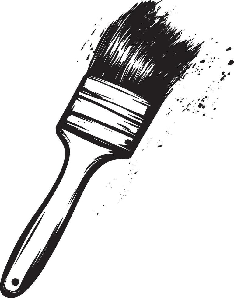 Black paintbrush outline illustration vector