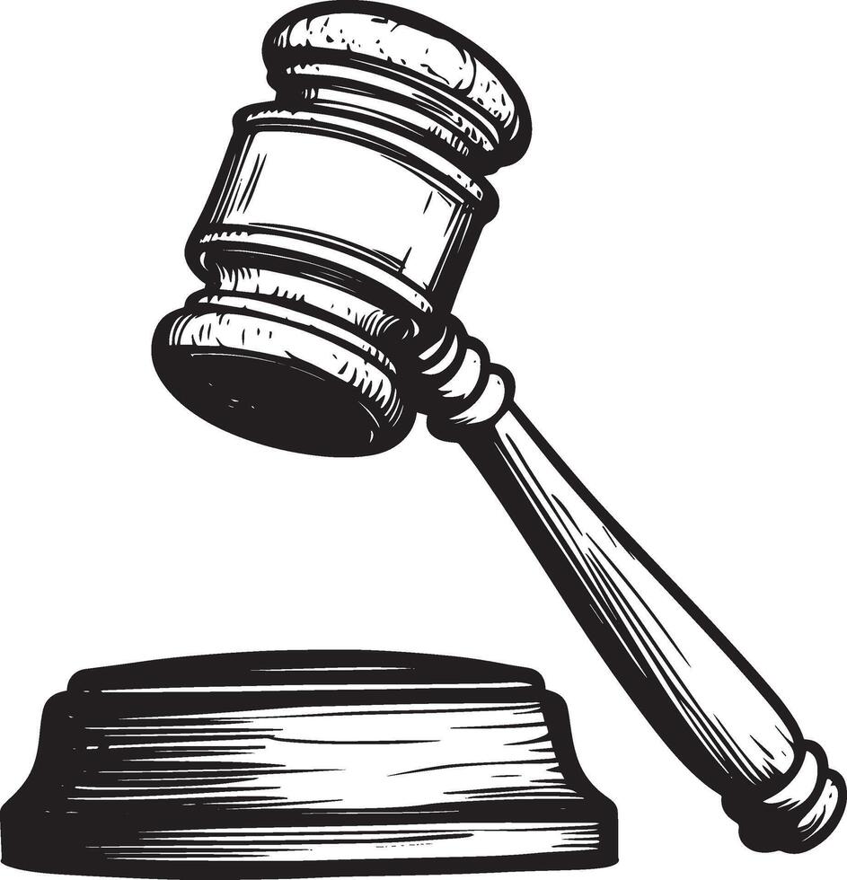 Gavel outline black illustration vector