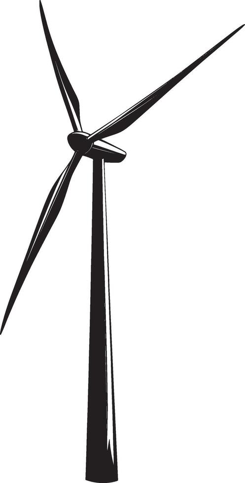 Minimalist black wind turbine icon art vector