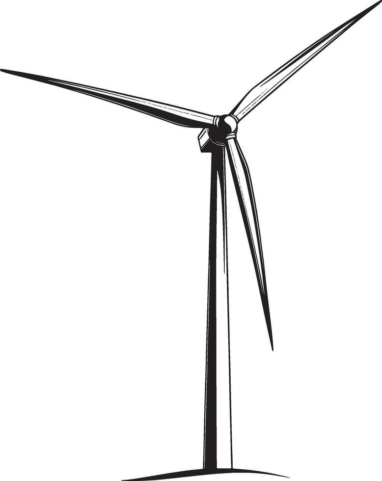 Black wind turbine outline illustration vector