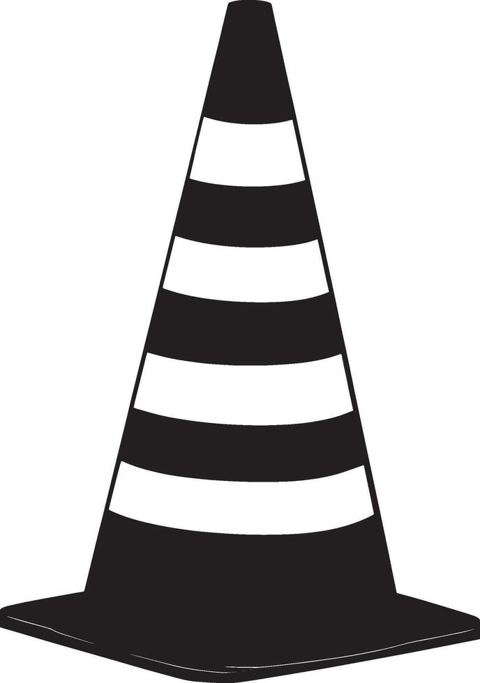 illustration of a black traffic cone silhouette vector
