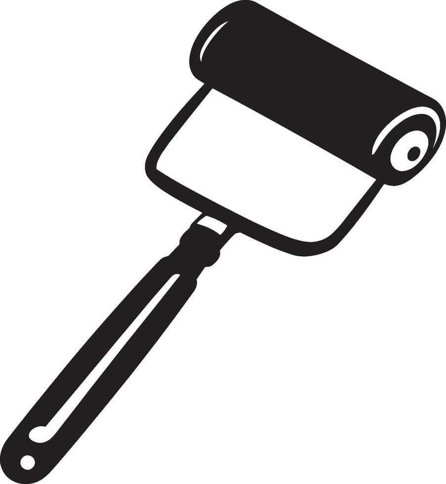 Black paint roller icon illustration vector