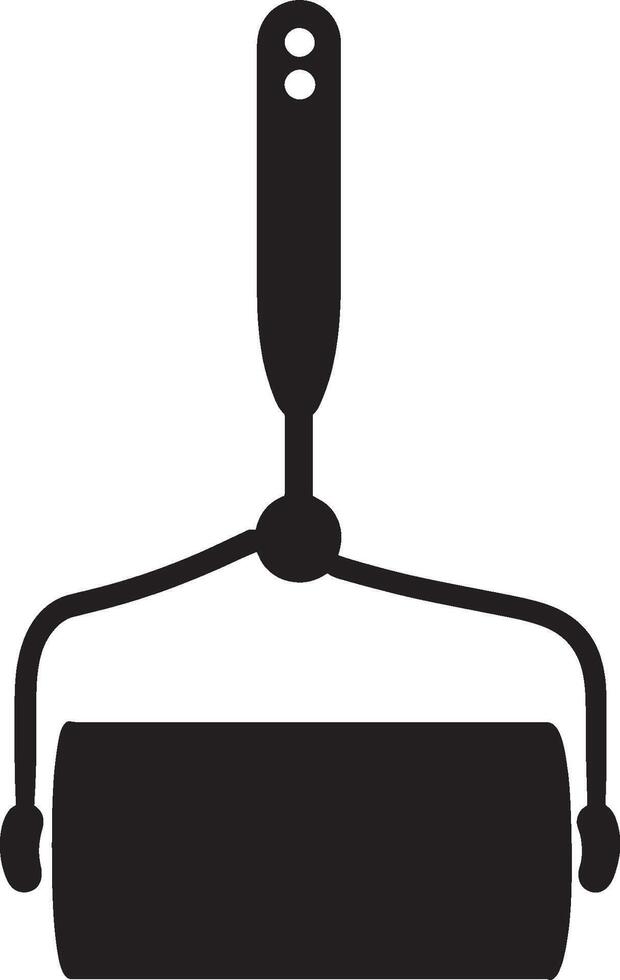 A black silhouette illustration of a paint roller vector