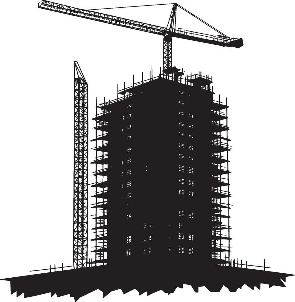 Building under construction simple silhouette black illus vector