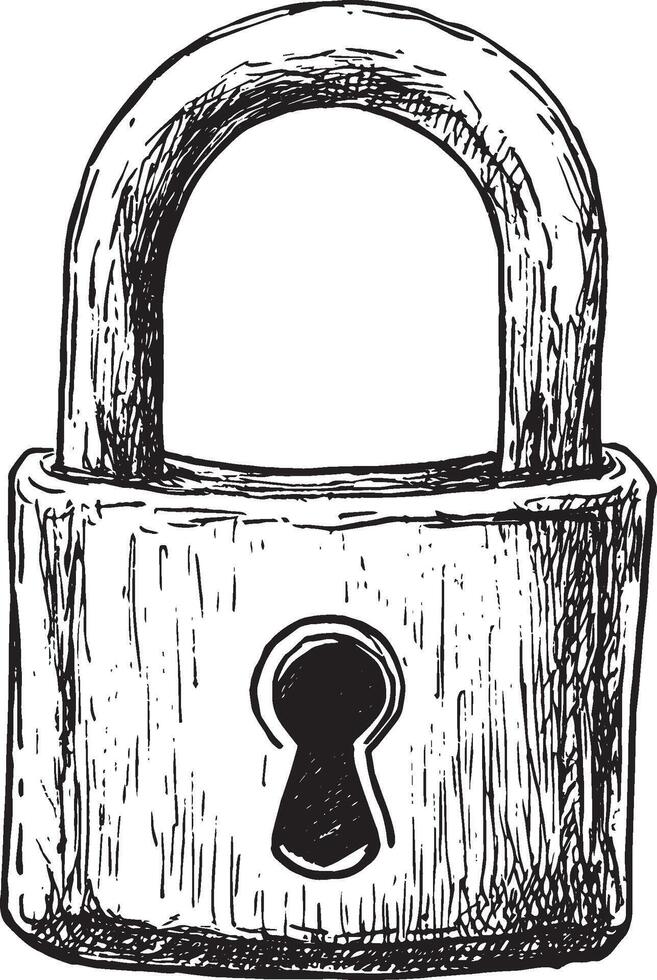 Lock outline black illustration vector