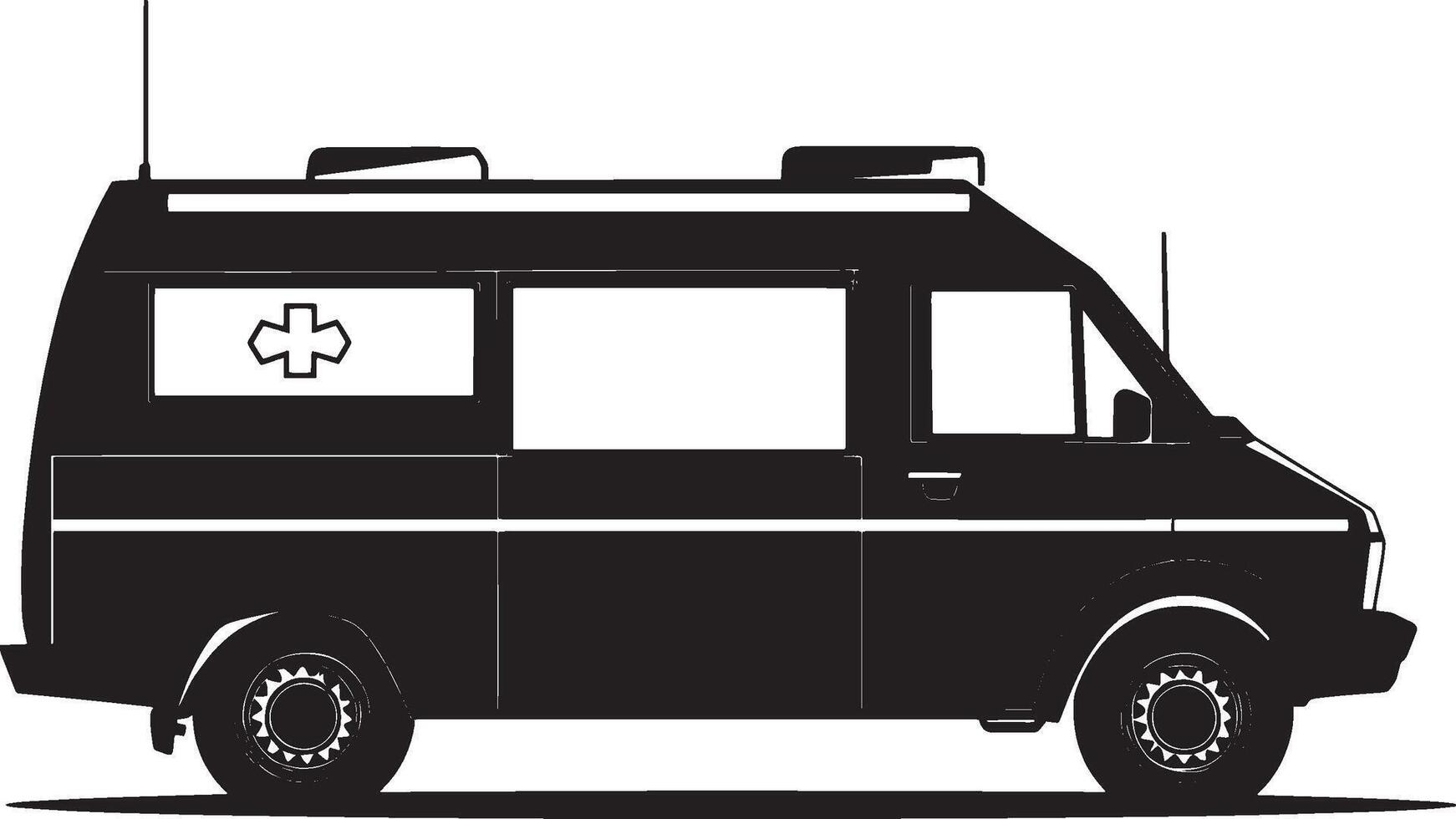 Ambulance car simple silhouette black illustration vector