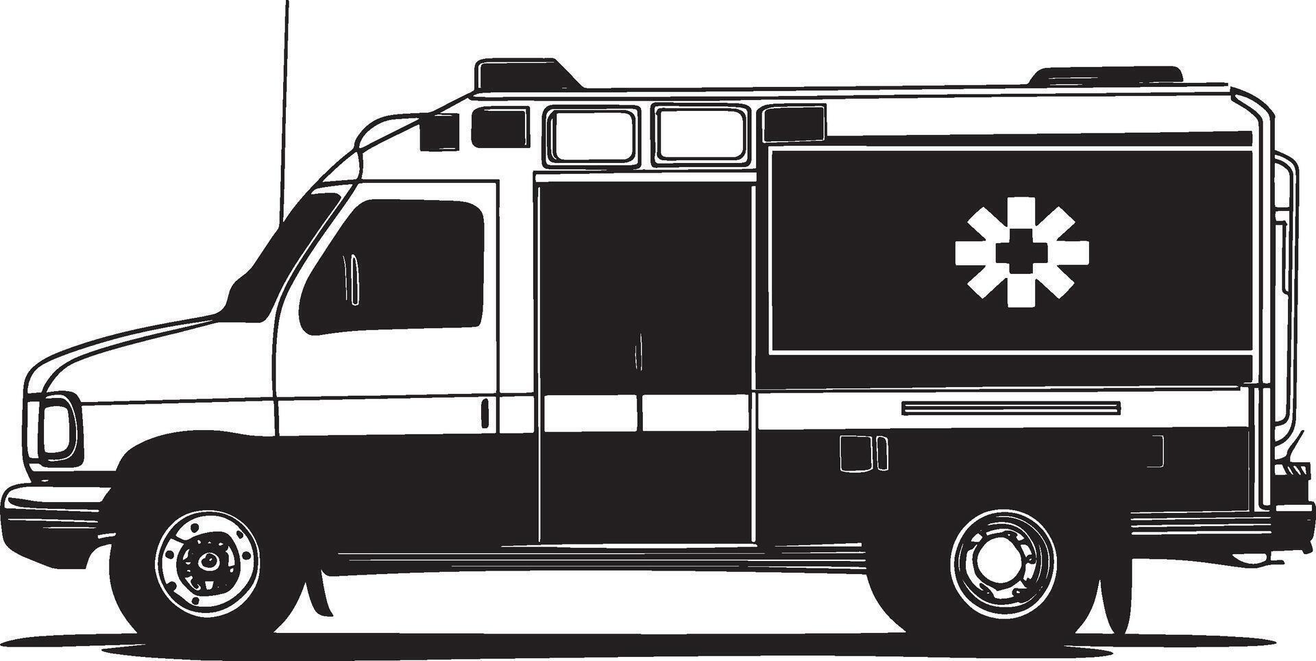 Simple black silhouette illustration of an ambulance car. vector
