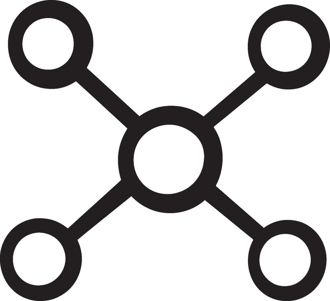 Minimalist black silhouette of a molecular structure, icon vector