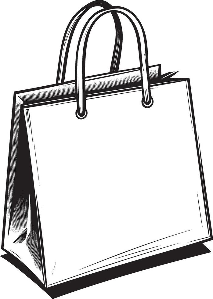 Shopping bag outline black illustration vector