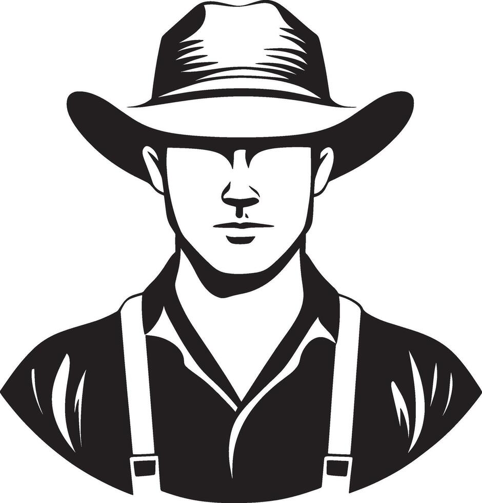 Black illustration of a farmer icon. vector