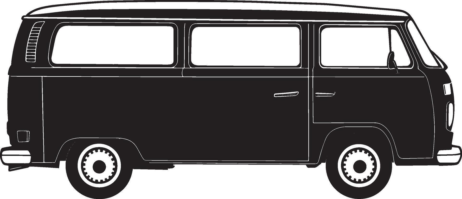 Black illustration of a van in simple silhouette style. vector