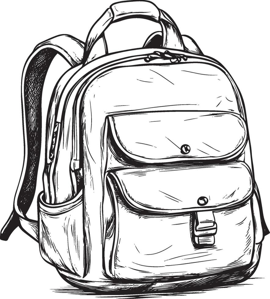 School backpack outline black illustration vector