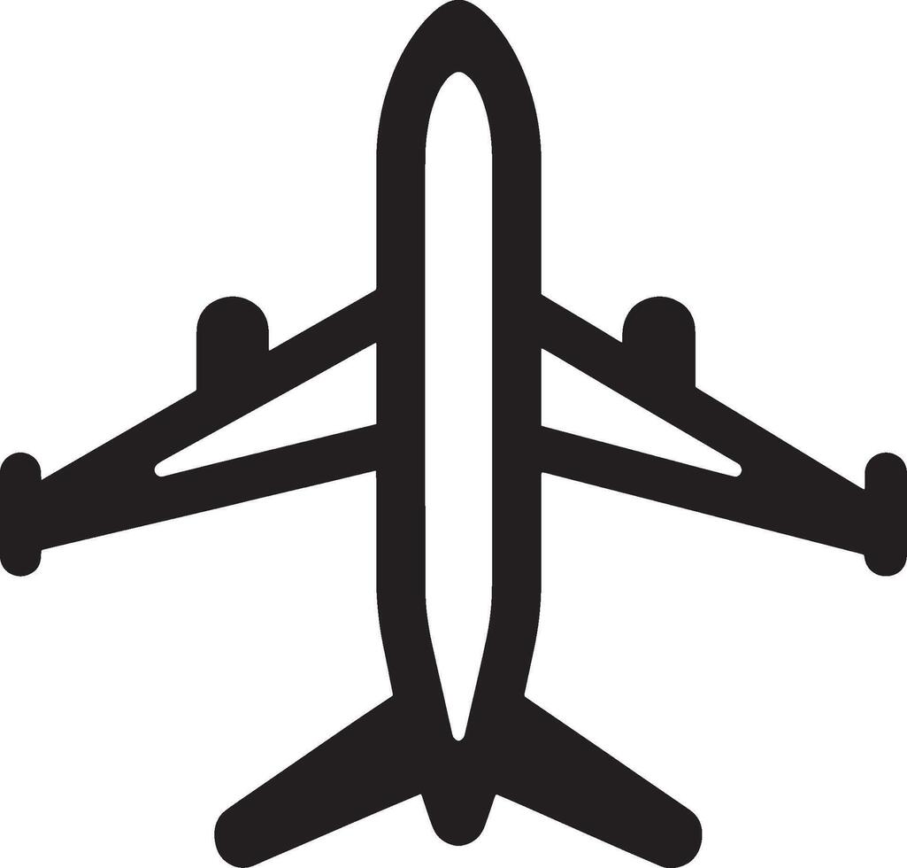 Minimalist black silhouette of an airplane, design. vector