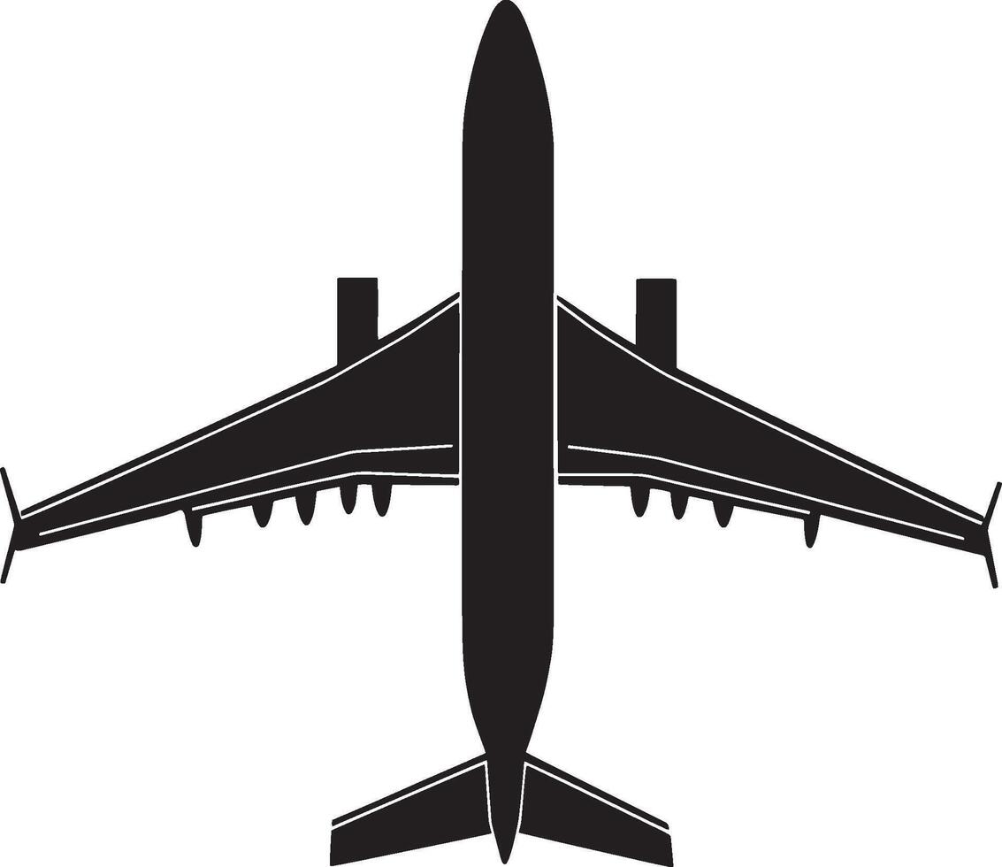 Black illustration of an airplane icon. vector