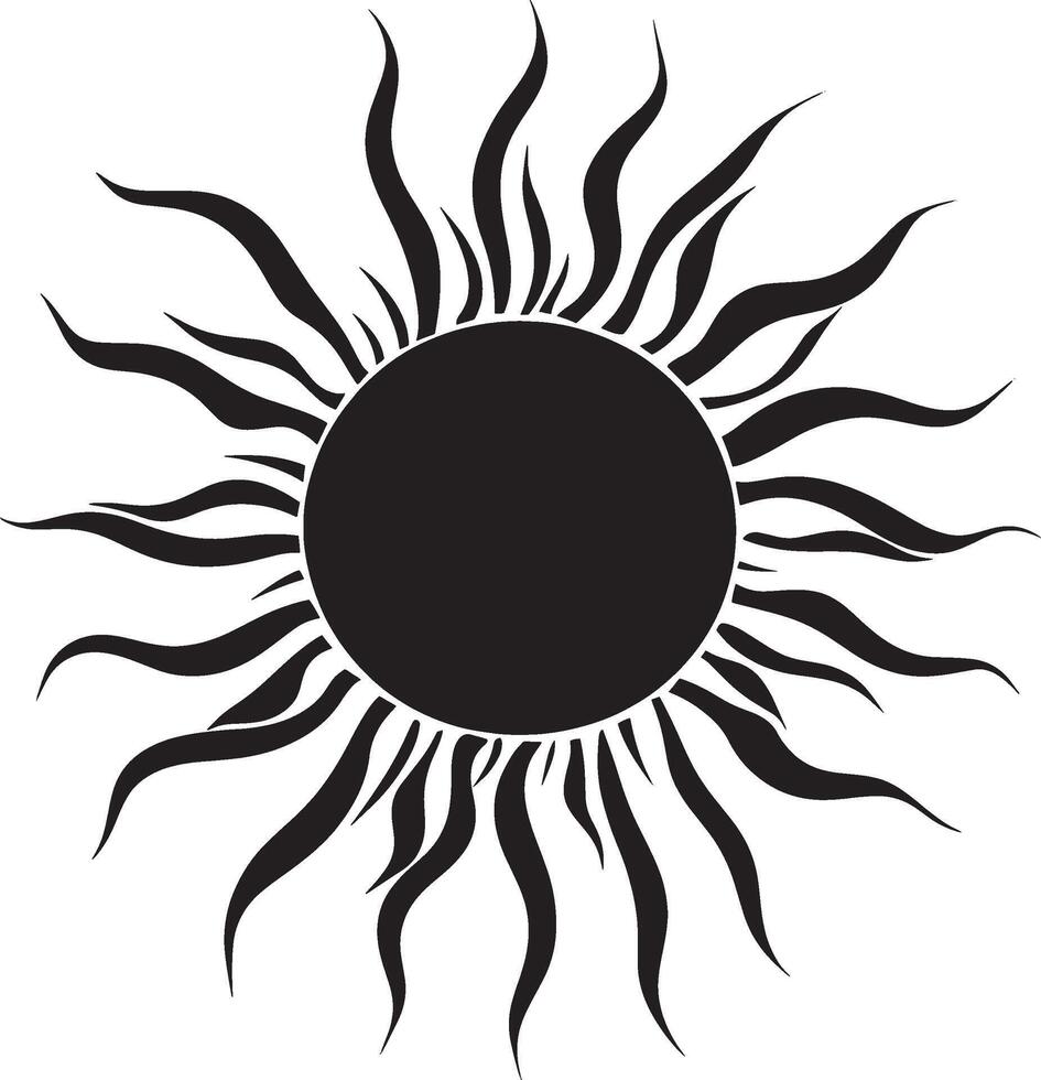 Minimalist black silhouette of the sun, design. vector