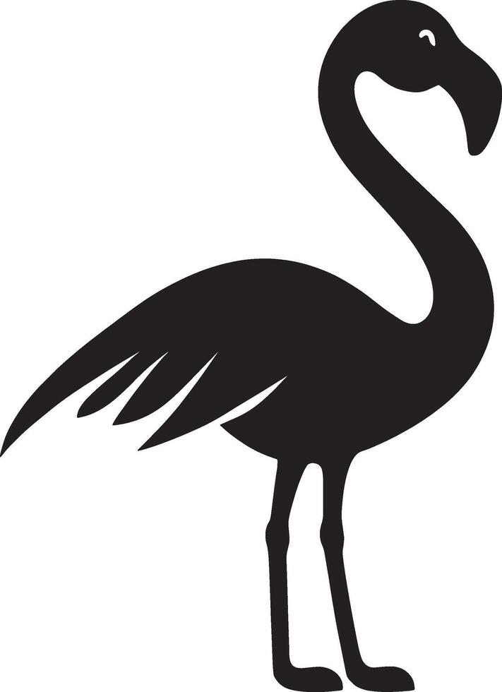 Black illustration of an inflatable flamingo in simple silhouette style. vector
