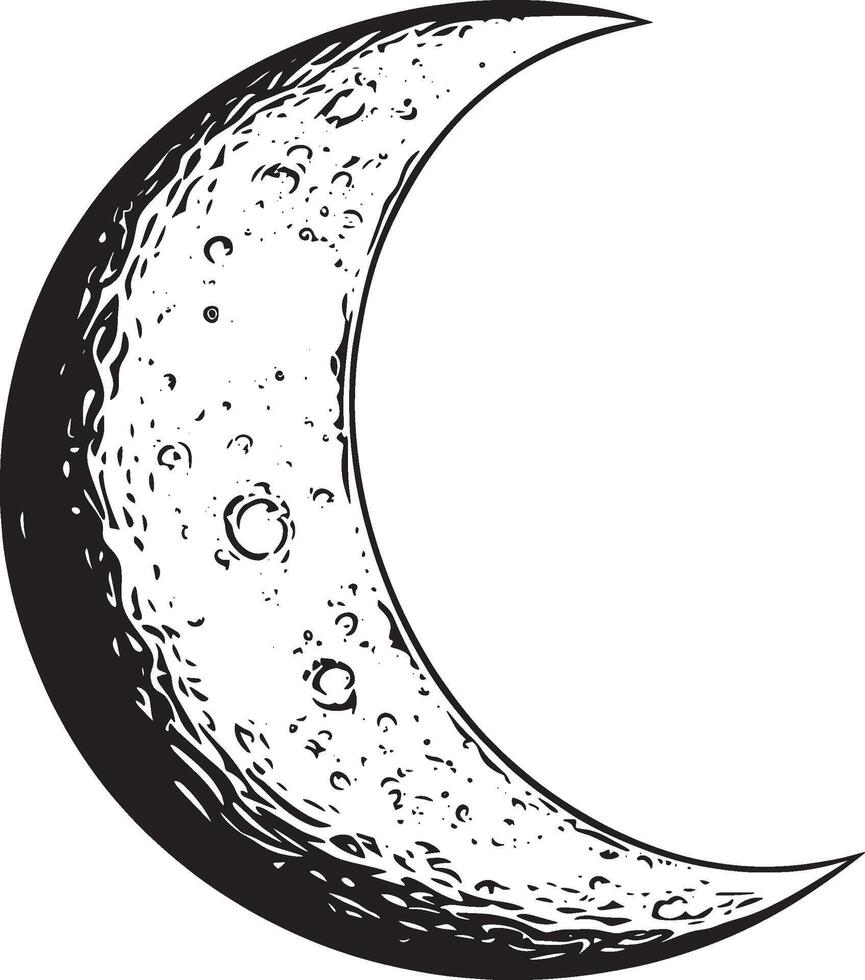Moon outline black illustration vector
