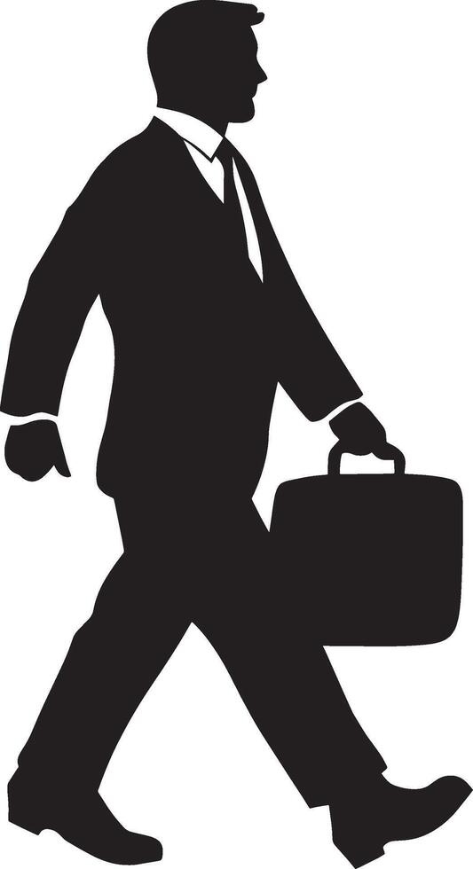 silhouette of a man walking with a briefcase vector