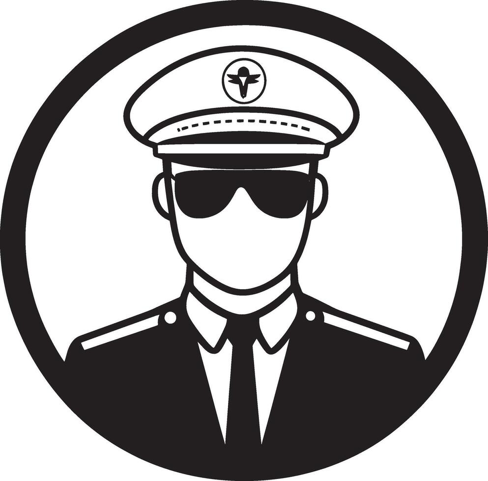 Black illustration of a pilot icon. vector