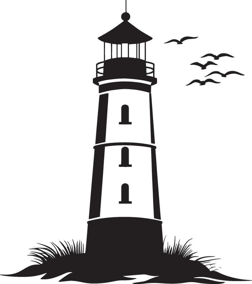 Minimalist black outline of a lighthouse, design vector