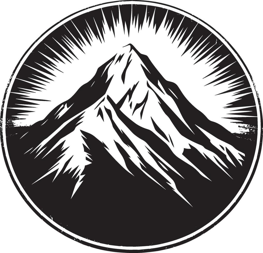 Minimalist black silhouette of a mountain icon, design. vector