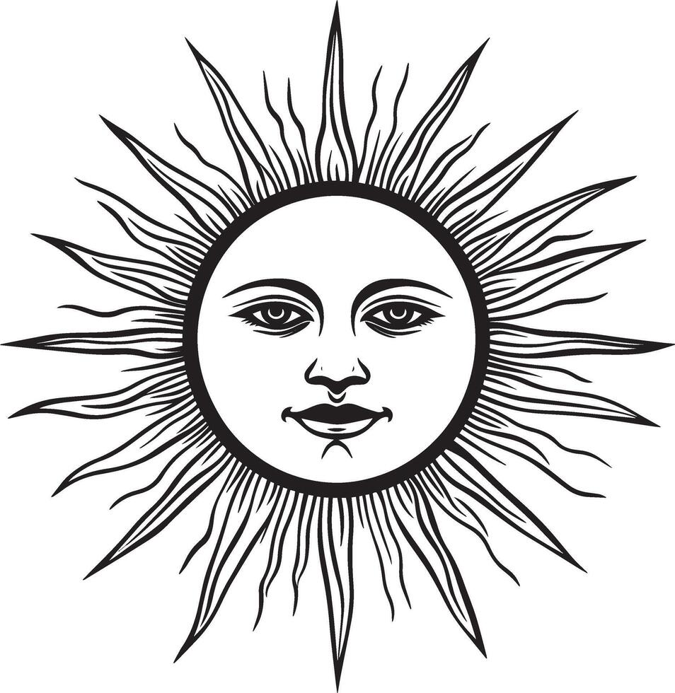 Sun outline black illustration vector