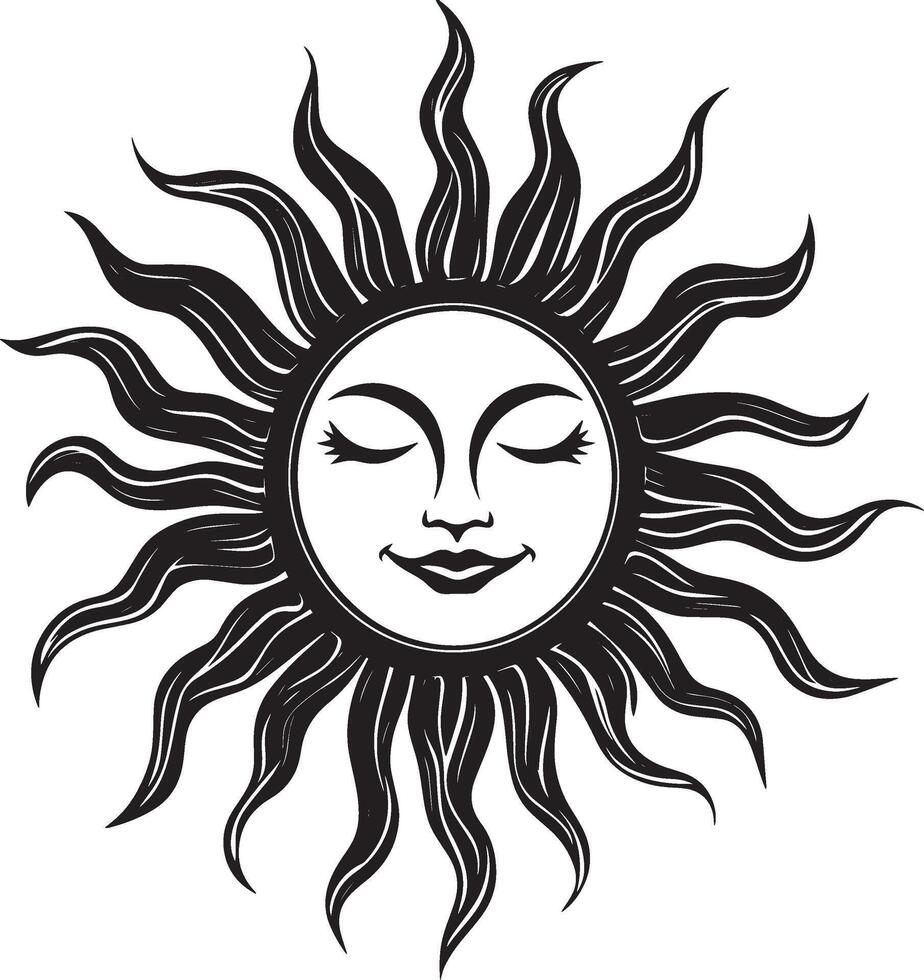 Black illustration of the sun in simple silhouette style. vector