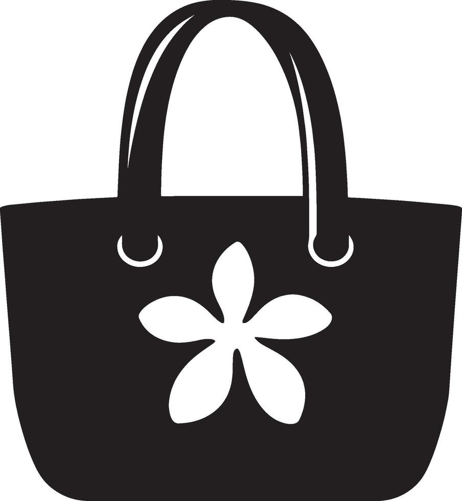 Beach bag icon in black outline style vector