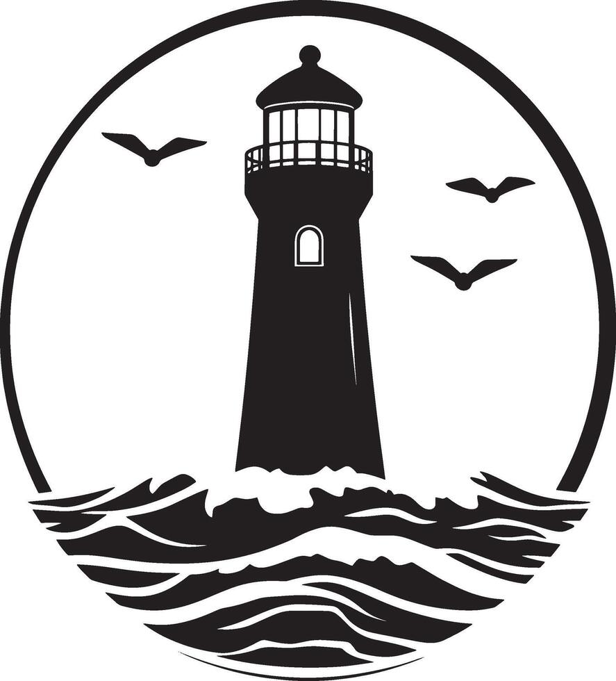 Simple black outline of a lighthouse, illustration. vector