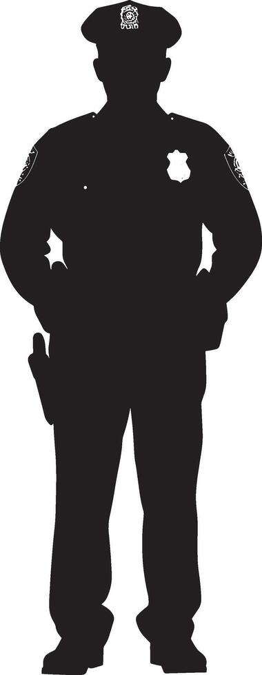 Minimalist black silhouette of a police officer, design. vector