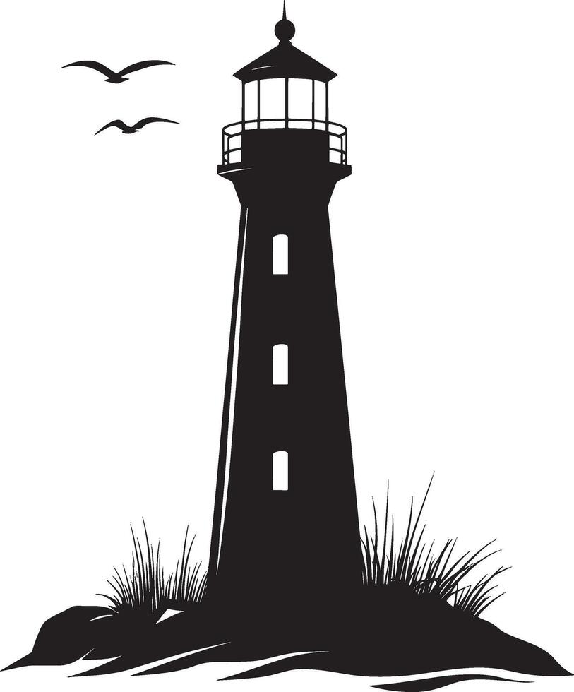 Lighthouse icon in black outline style. vector