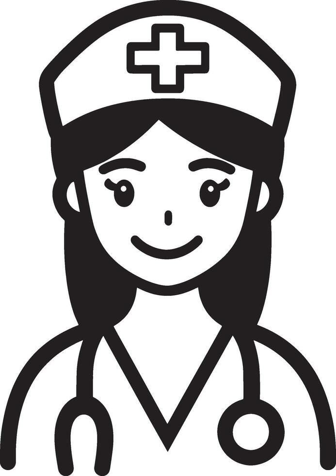 Black illustration of a nurse icon vector