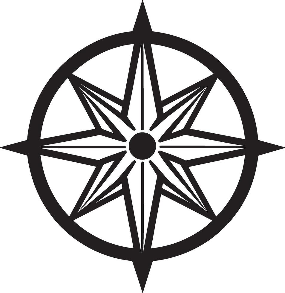 Compass outline black illustration vector