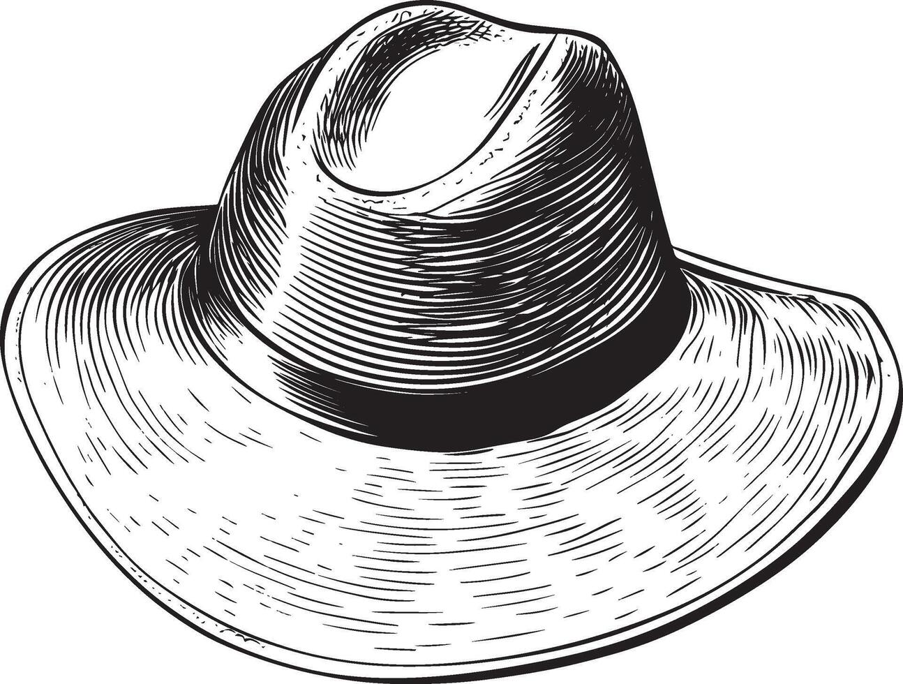 Sun hat outline black illustration vector