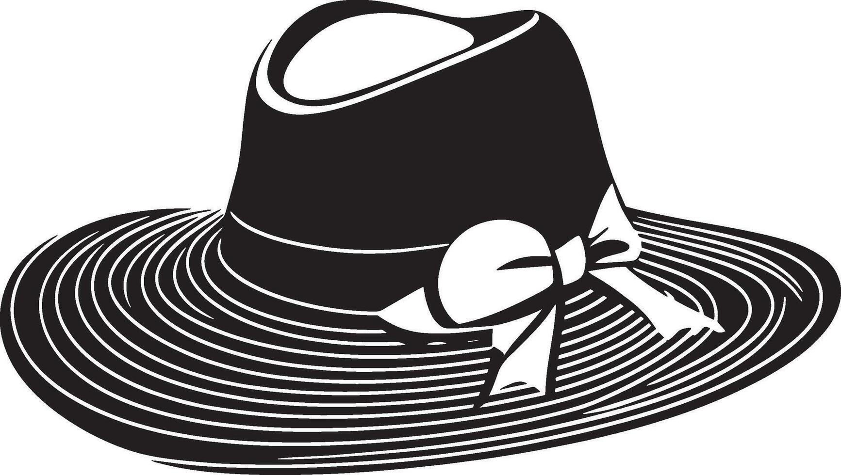 Black illustration of a sun hat in simple silhouette style. vector