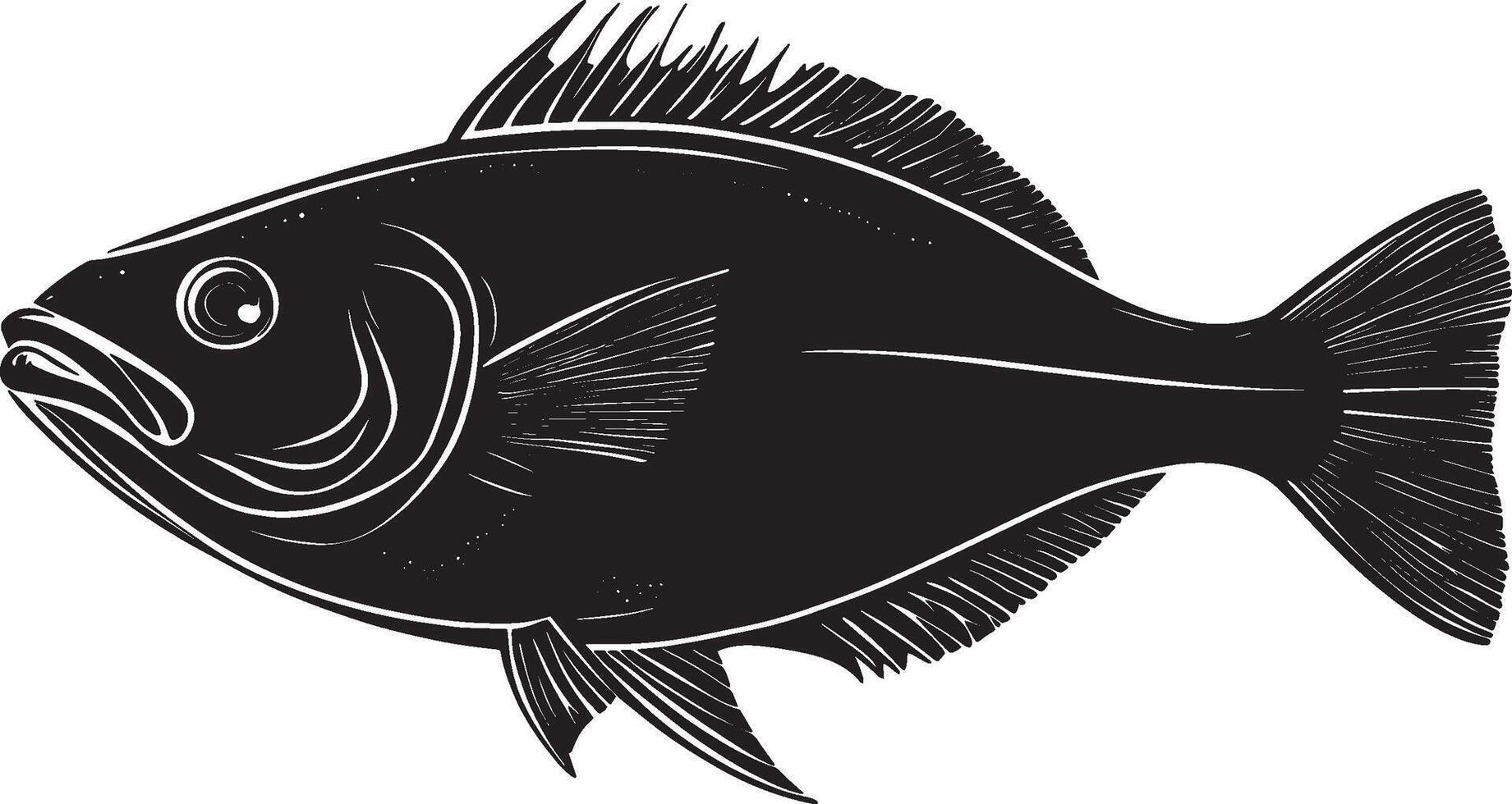 Halibut fish icon in black style. vector