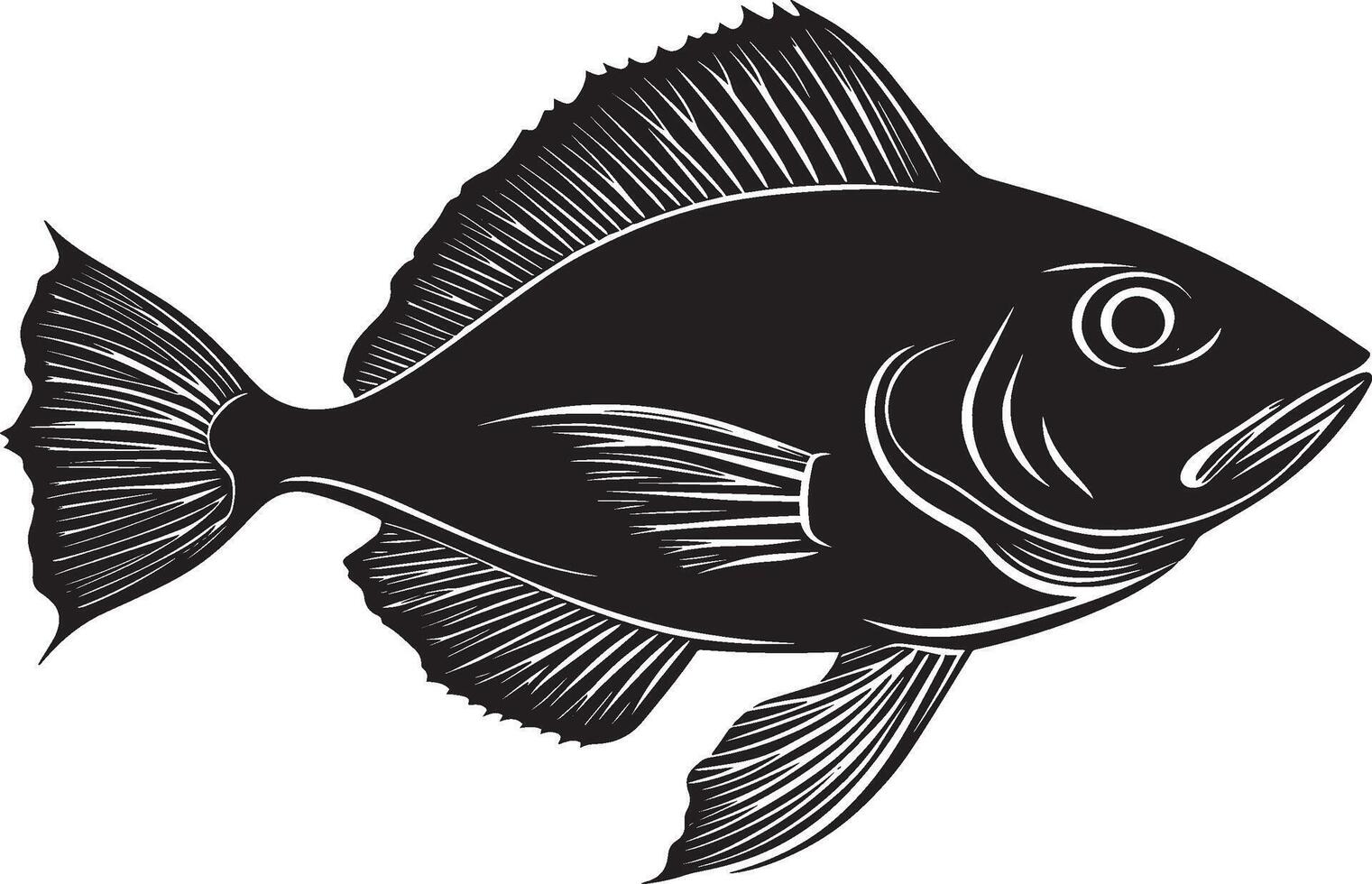 Halibut fish simple silhouette black illustration vector