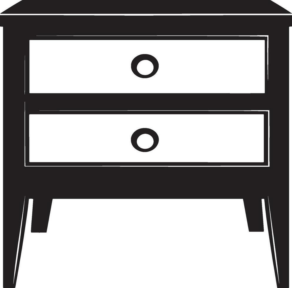 negro ilustración de un mesita de noche mueble icono. vector