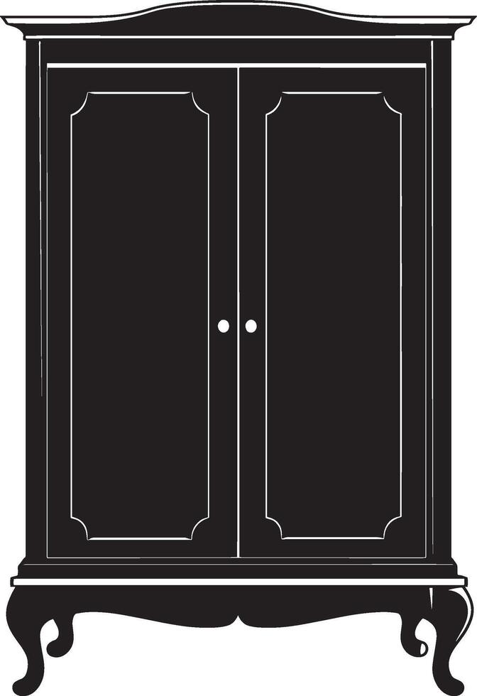 Black illustration of a cabinet in simple silhouette style. vector