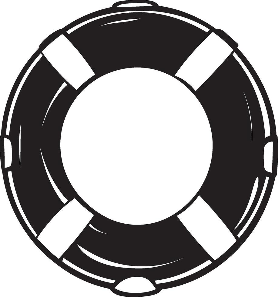 Minimalist black silhouette of an inflatable ring, design. vector