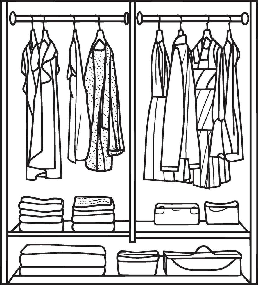 Wardrobe outline black illustration vector