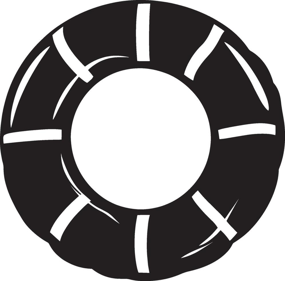 Black illustration of an inflatable ring in simple silhouette style. vector
