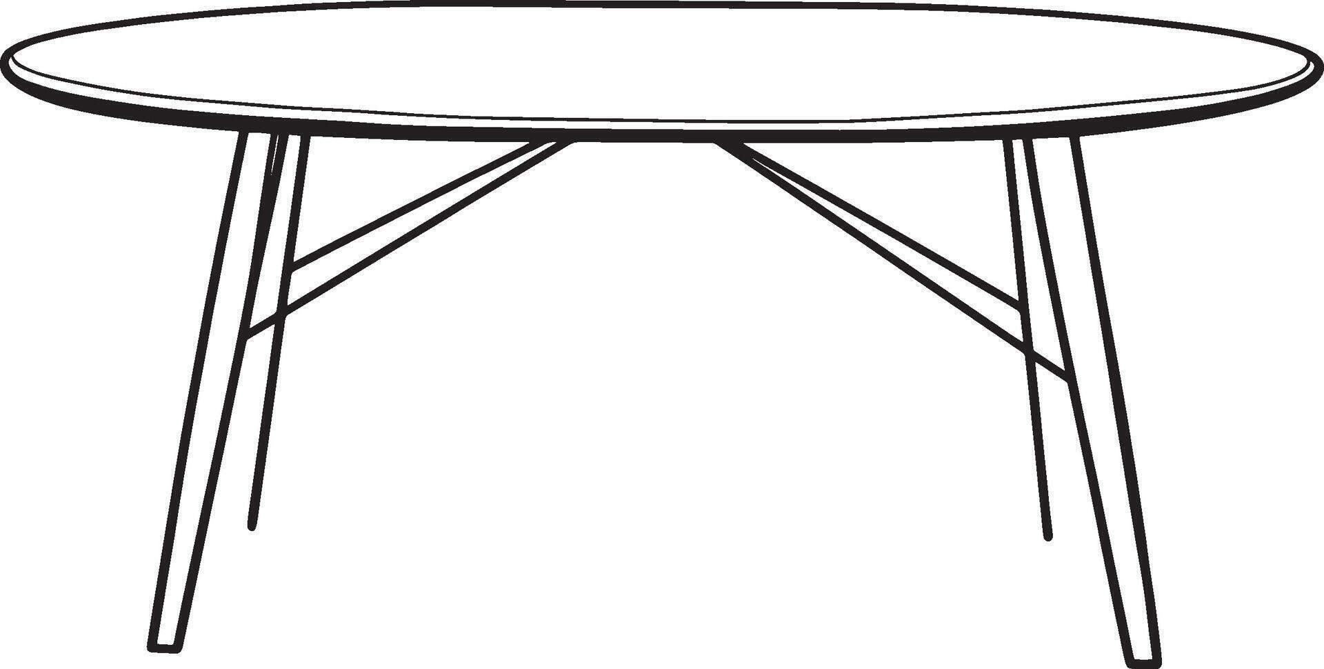 Dining Table outline black illustration vector
