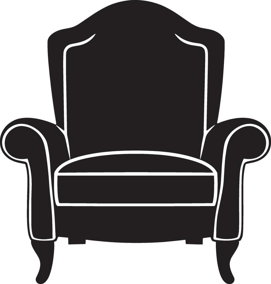 Black illustration of an armchair icon. vector