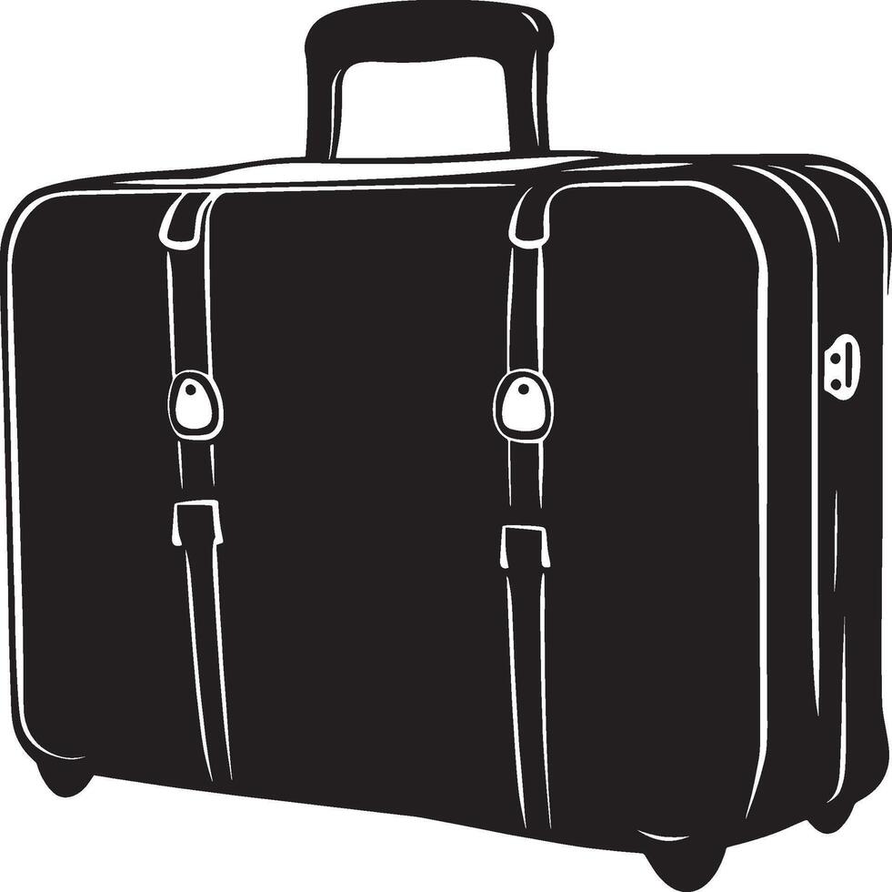Black illustration of a travel suitcase in simple silhouette style. vector