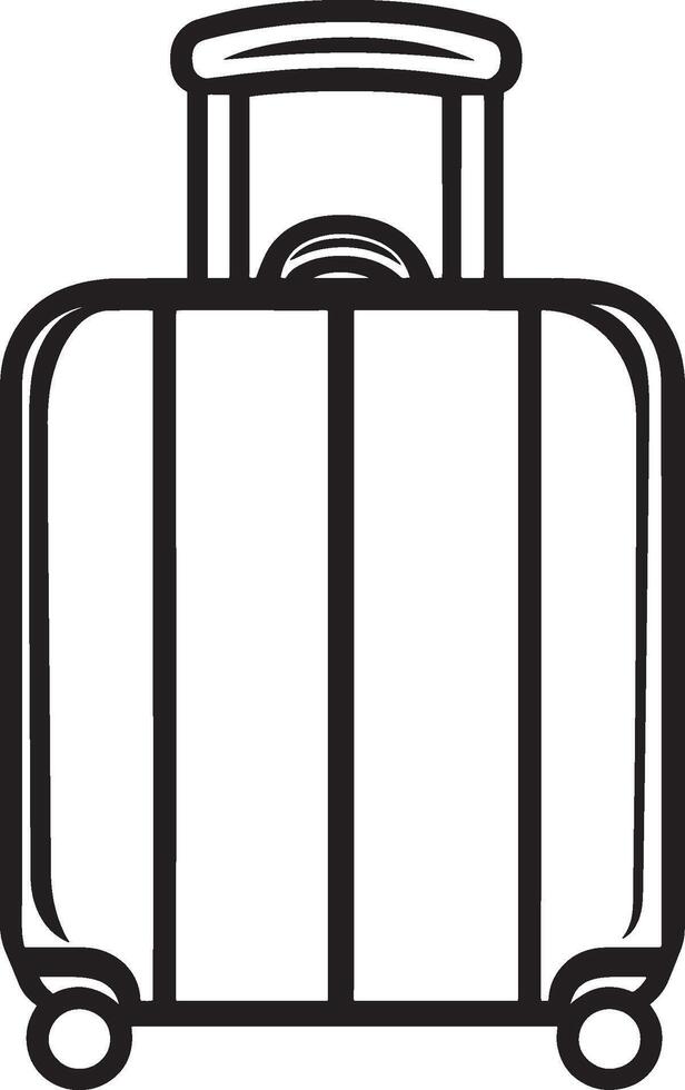 Simple black outline of a travel suitcase, illustration. vector