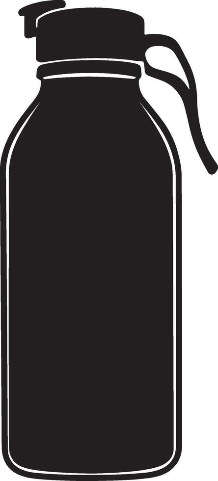 Minimalist black silhouette of a thermos bottle, design. vector