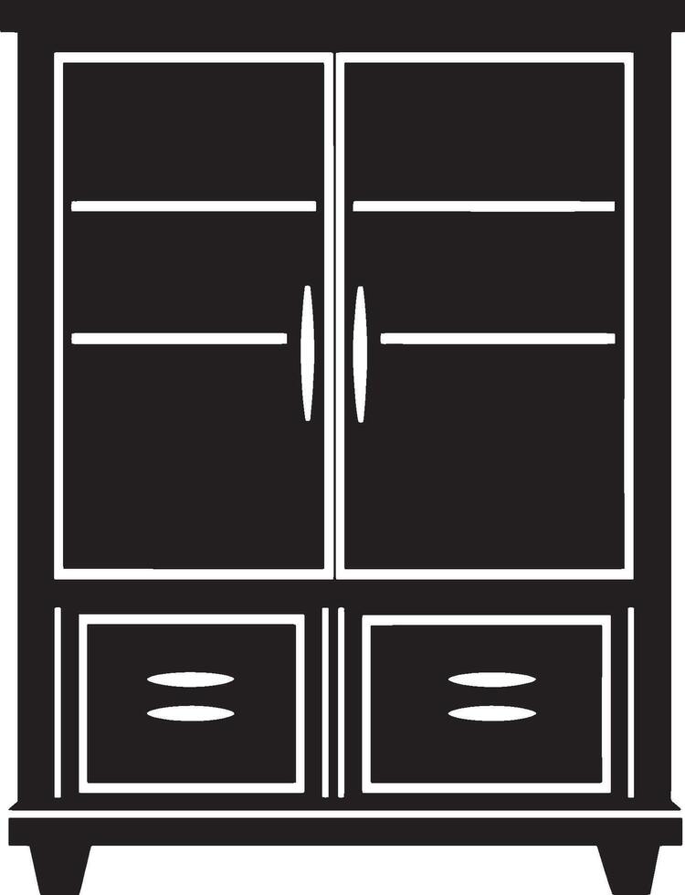 Simple cabinet symbol, black illustration vector