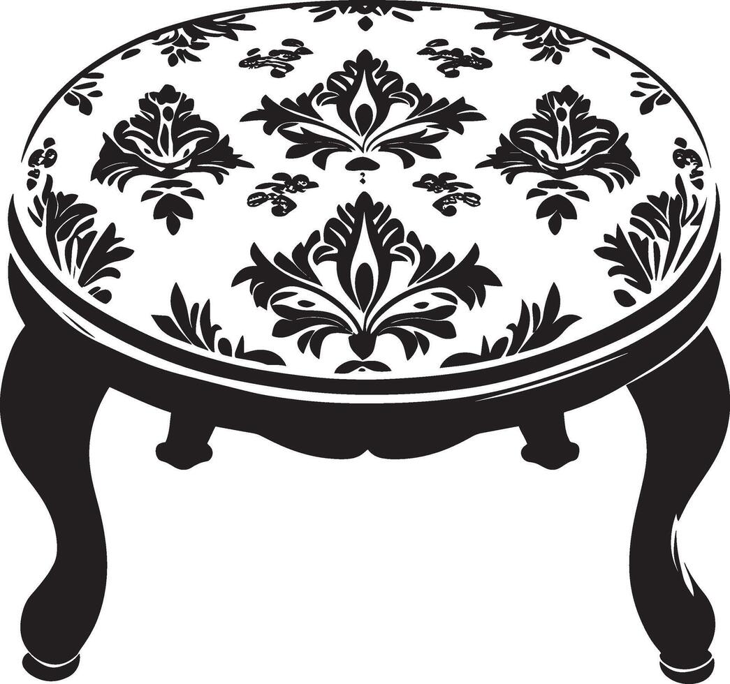 Ottoman furniture simple silhouette black illustration vector